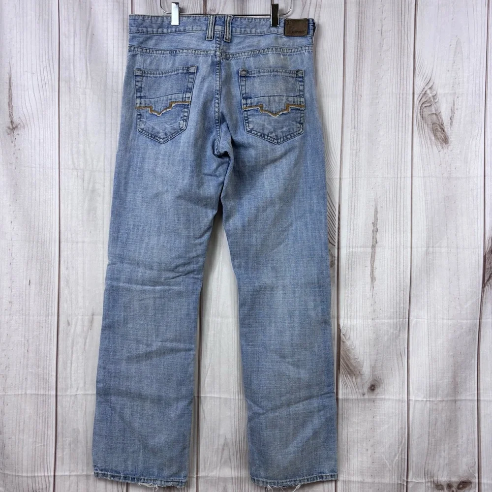 Flypaper Jeans Mens Light Wash Straight Leg Embroidered Skater Blue Size 32x34
